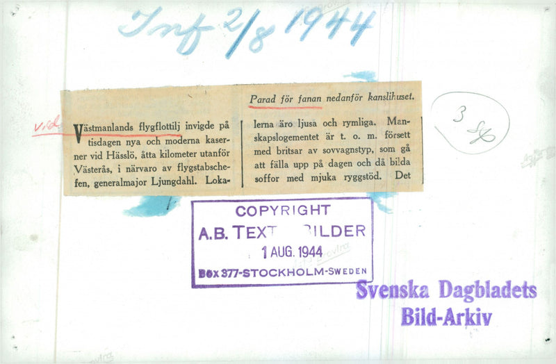 VÃSTMANLAND WING - 2 August 1944 - Vintage Photograph