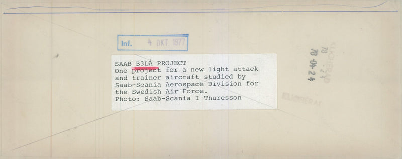 Model Plan SAAB, a B3LA. - Vintage Photograph