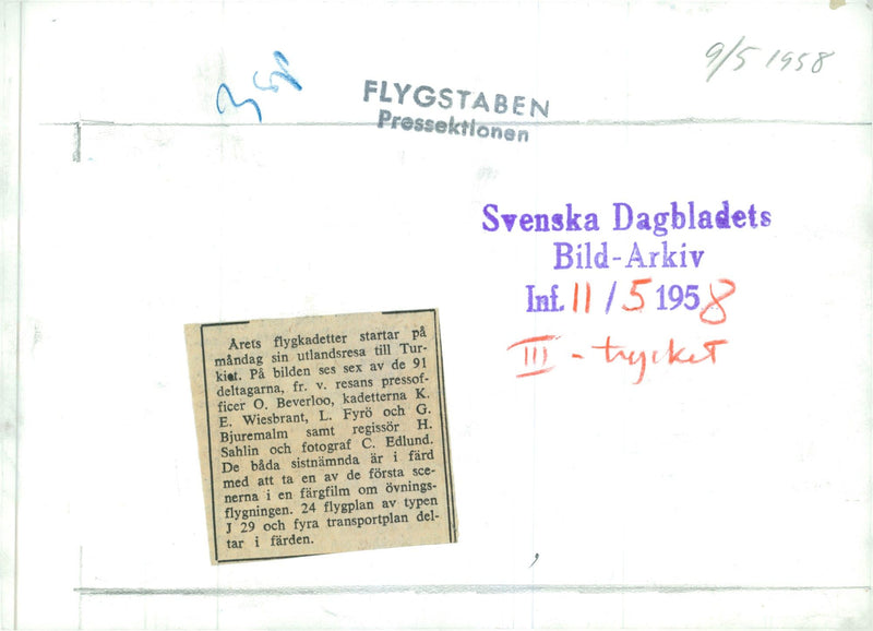 Swedish Military Air Defense The Flying Barrel j-29_s-29 - Vintage Photograph