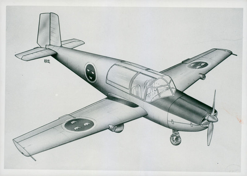A sketch of Saab 91 Safir - Sk 50, the Air Force's new school plan. - Vintage Photograph