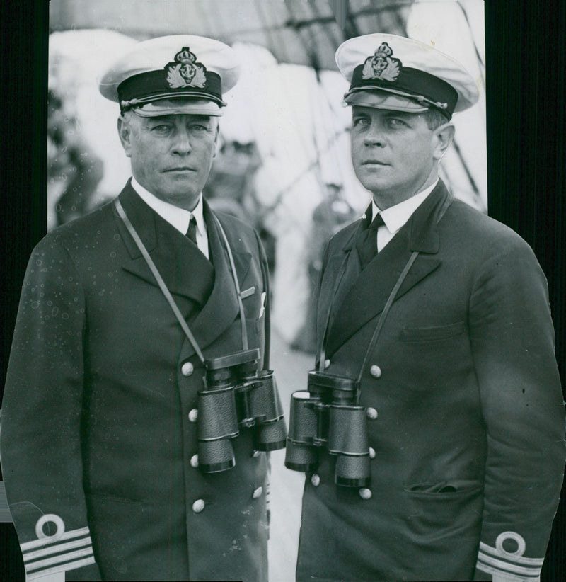 The image shows the head of the sailing ship boys department, Commander CE MÃ¥hlÃ©n and the commander of the training ship Najaden, Captain of the Najaden K. Posse - Vintage Photograph