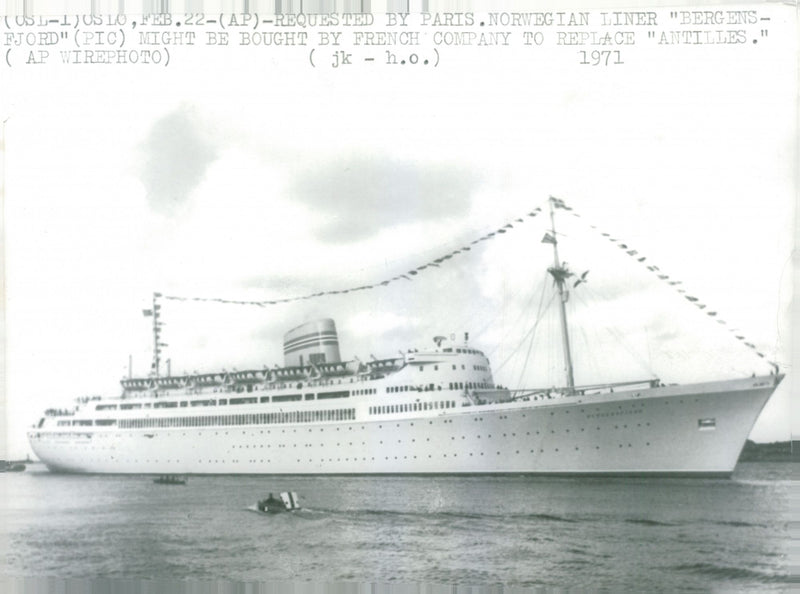 Norwegian liner and Real ship Bergensfjord - Vintage Photograph