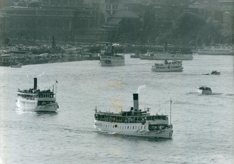 Archipelago boats during the Archipelago boat day. - Vintage Photograph