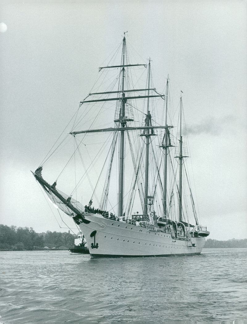 Esmeralda sailing ship at sea - Vintage Photograph