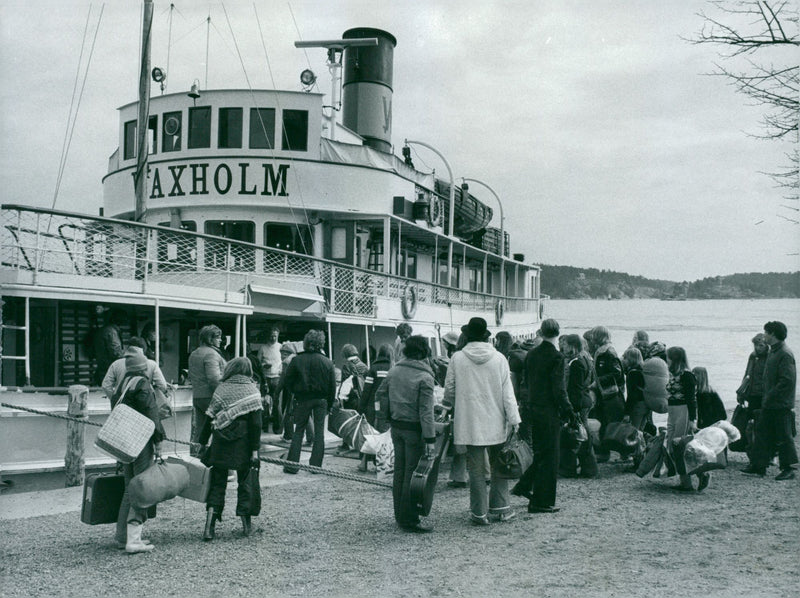 S / S Waxholm drops passengers on board. - Vintage Photograph