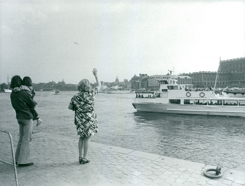 Real ships, Archipelago boats put out from the dock at Grand Hotel Stockholm - Vintage Photograph