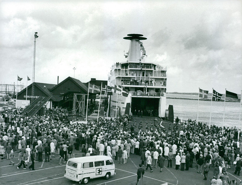 Car ferries ferry Europa III meets parade and festivities - Vintage Photograph