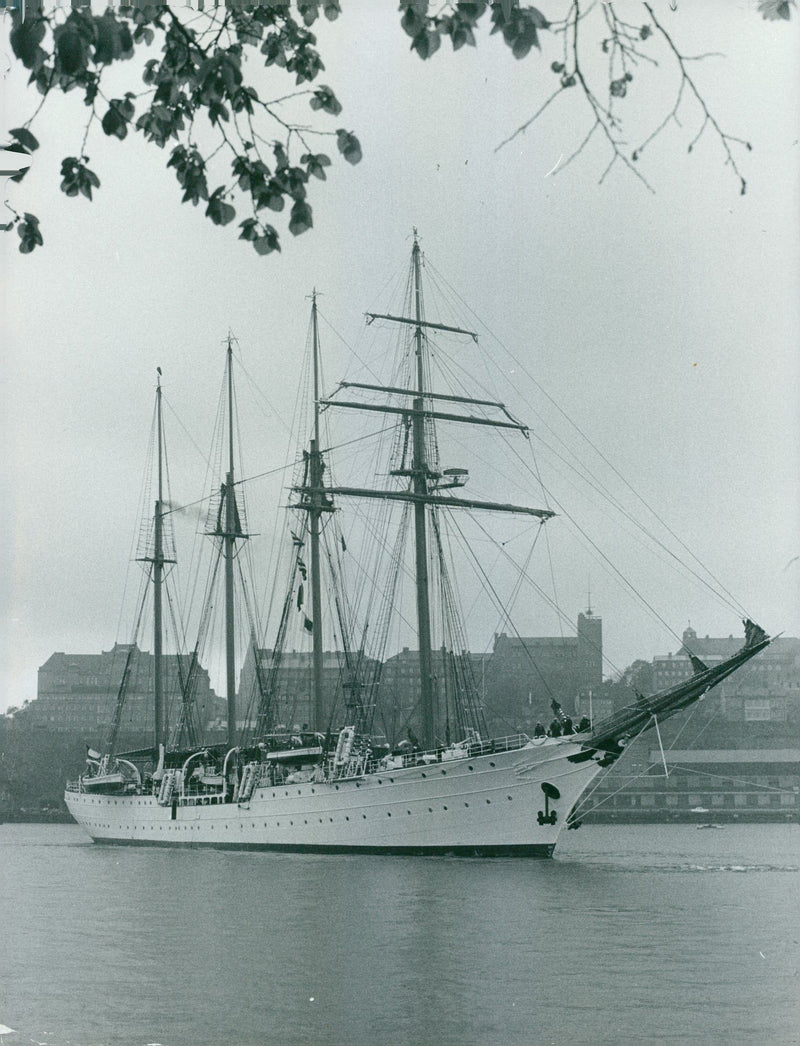 The sailing boat Esmeralda fights towards Skeppsholmen - Vintage Photograph