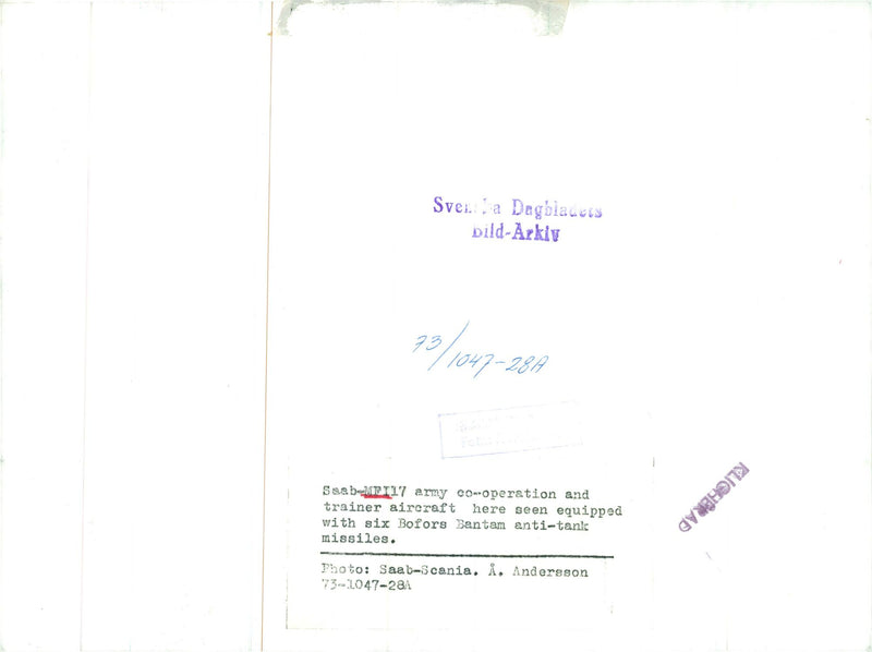 Saab MFI-17. - Vintage Photograph