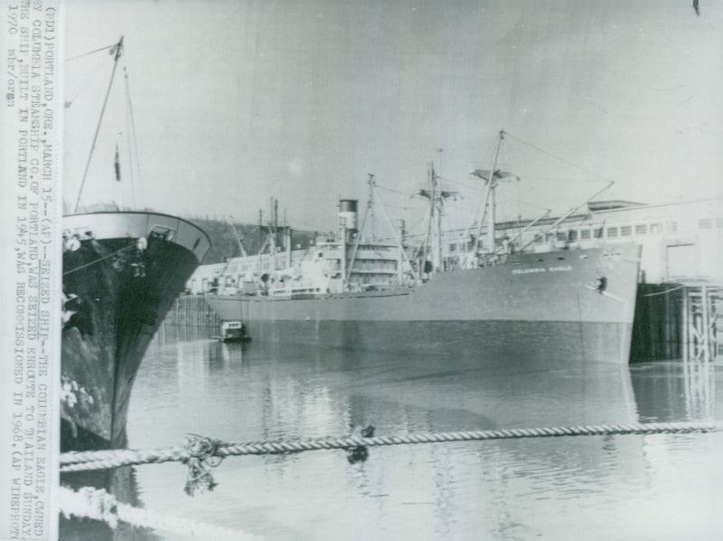 The gun-laden American boat Columbia Eagle in Cambodia after the mystery - Vintage Photograph