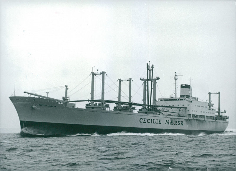 Cargo vessel and ship Cecile Maersk completed and delivered from Kockums Malmo - Vintage Photograph