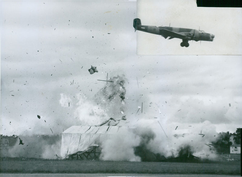 Aircraft that drop bombs in aviation today at Bromma. - 12 September 1938 - Vintage Photograph