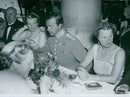 Prince Gustaf Adolf has brought the Polish minister's spouse to the table on the Flying Day banquet at Royal - 11 September 1938 - Vintage Photograph