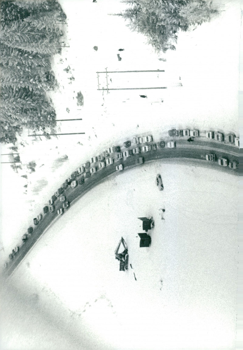 Aerial photograph on traffic jam at Arlanda due to air accident - Vintage Photograph
