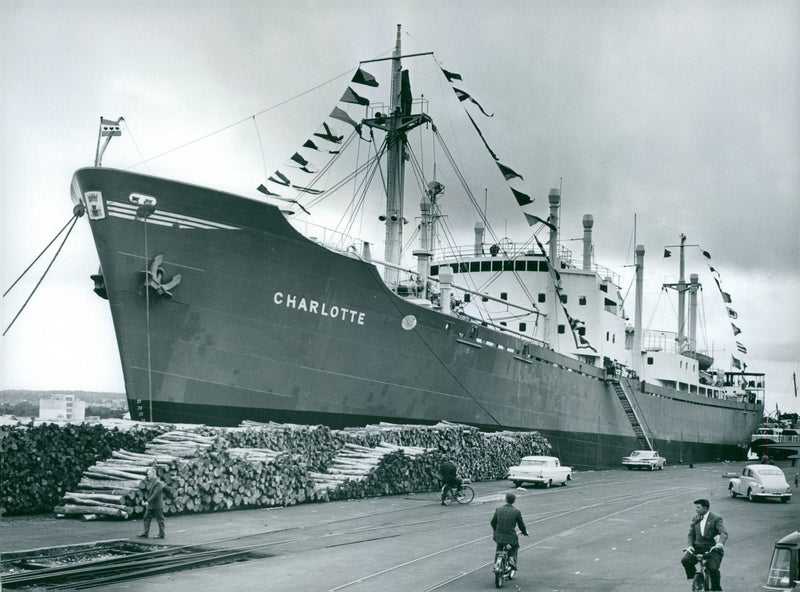 The new Halmstad shipping company Lion Steamships largest ship M / S Charlotte. - Vintage Photograph