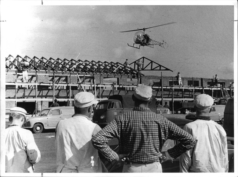 Helicopter flies over the stands - Vintage Photograph