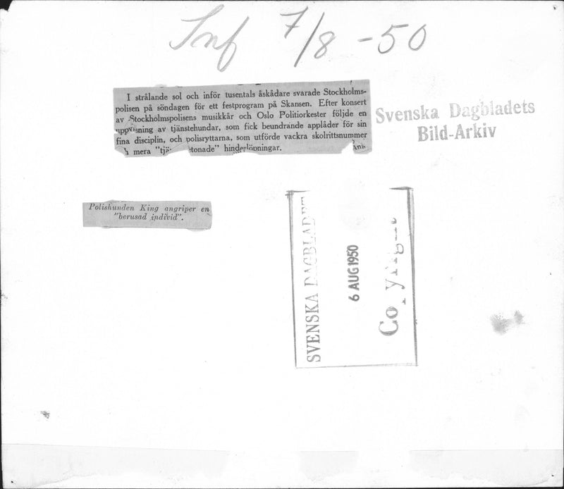 Police demonstrates how a police dog act - Vintage Photograph