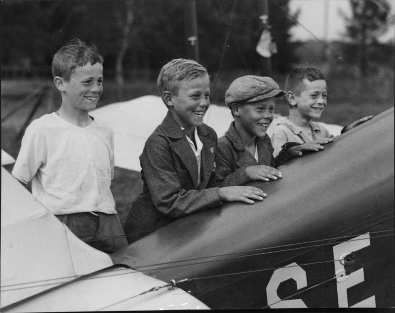 Some boys may visit Stigtomta airline - 12 August 1937 - Vintage Photograph