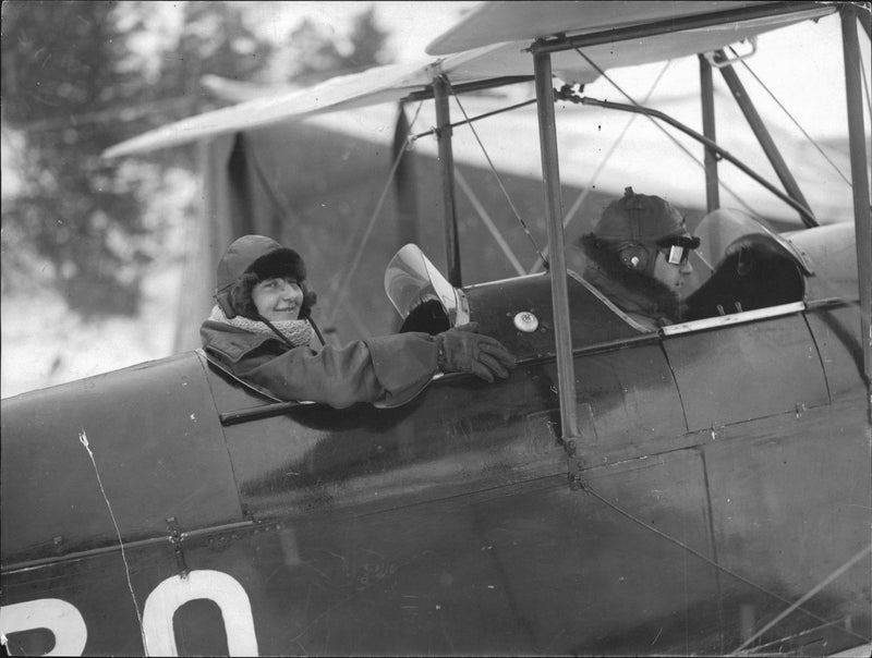 Gidsken Jakobsen in a school plan at Civila Flight School - 17 September 1929 - Vintage Photograph