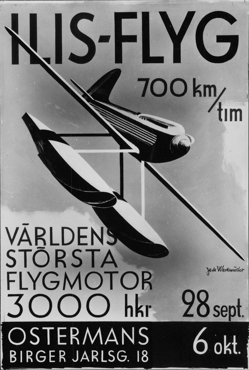 ILIS fly exhibition poster - 25 September 1934 - Vintage Photograph