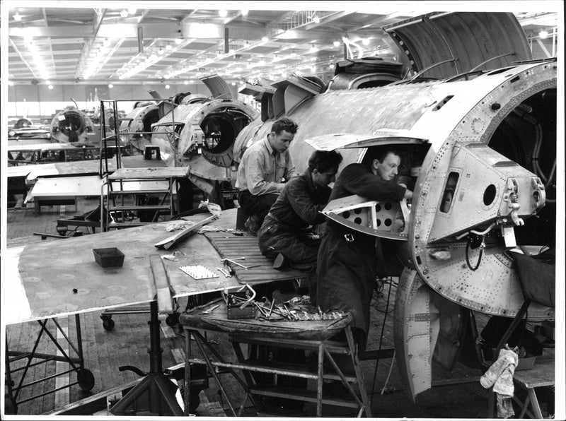 Series production of SAABs J 29 - Vintage Photograph