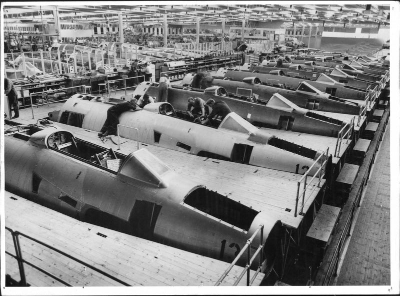 Series production of A32 Lance Swedish jet aircraft at Saab LinkÃ¶ping - Vintage Photograph