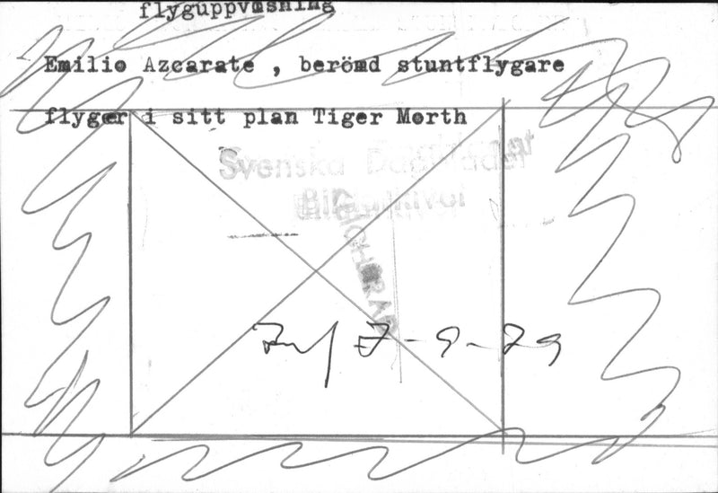 Emilie Azcarate, famous stunt flyer flies in his Tiger Moth plan - Vintage Photograph