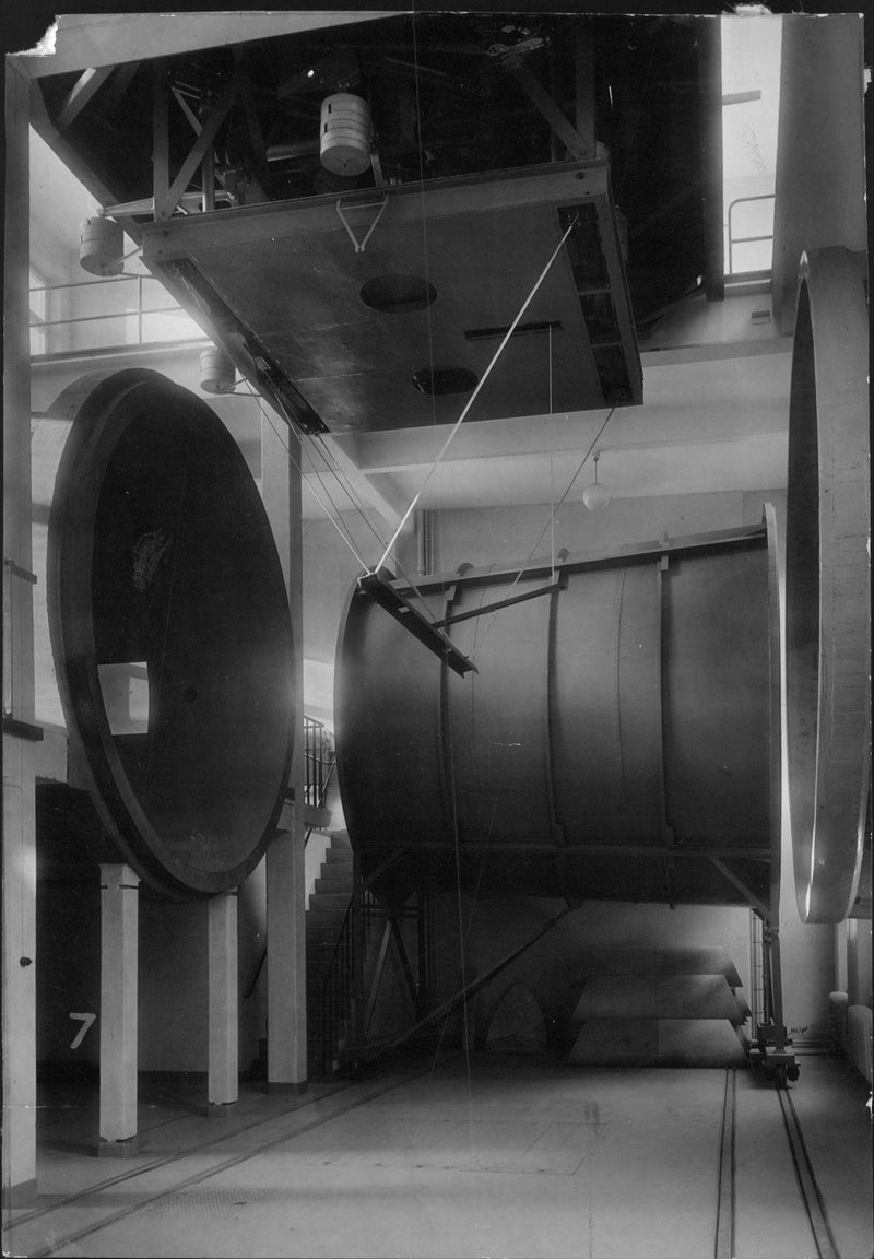 Wind tunnel of the Aeronautical Research Institute, which measures 3.6 meters in diameter. - Vintage Photograph