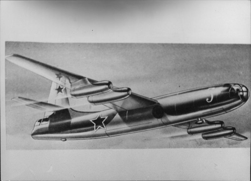 Illustration of a Russian reaction jetplane bomber Ilyushin that could carry atomic bombs - Vintage Photograph