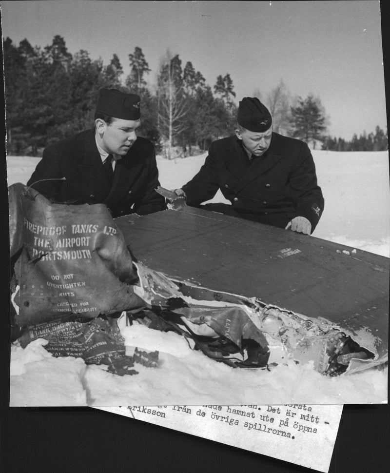 Airplane wrecks and rubbish at the aircraft accident site - Vintage Photograph