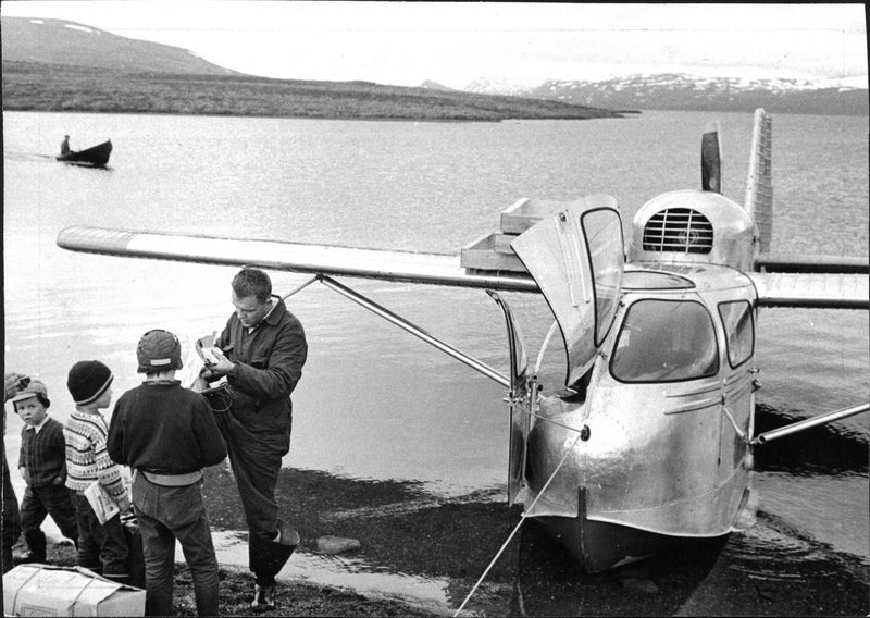 Ulf Lundkvist as a freak in air accident in the mountains in the Sea-Bee amphibian plane - Vintage Photograph