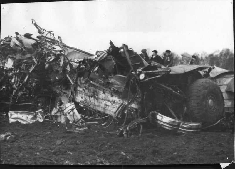 Four airmen were killed when the two planes of the Saab 18 T18 collided near Ljungbyhed - Vintage Photograph