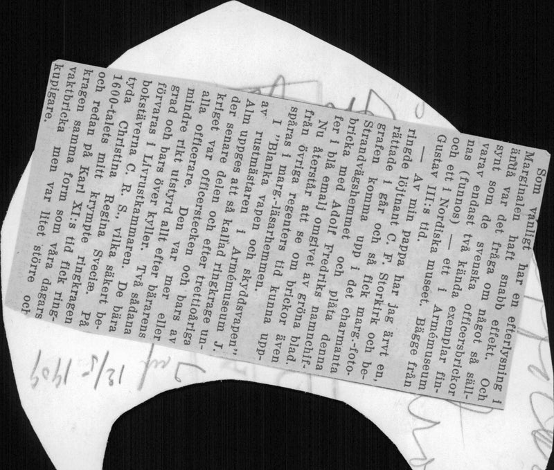 A Swedish officer tray with Adolf Fredrik&