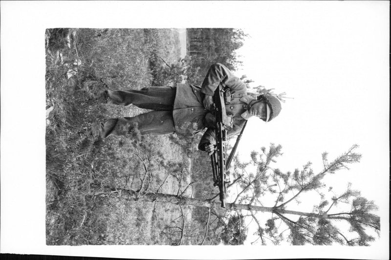 A military with rifles during the exercises in Skillingaryd - Vintage Photograph
