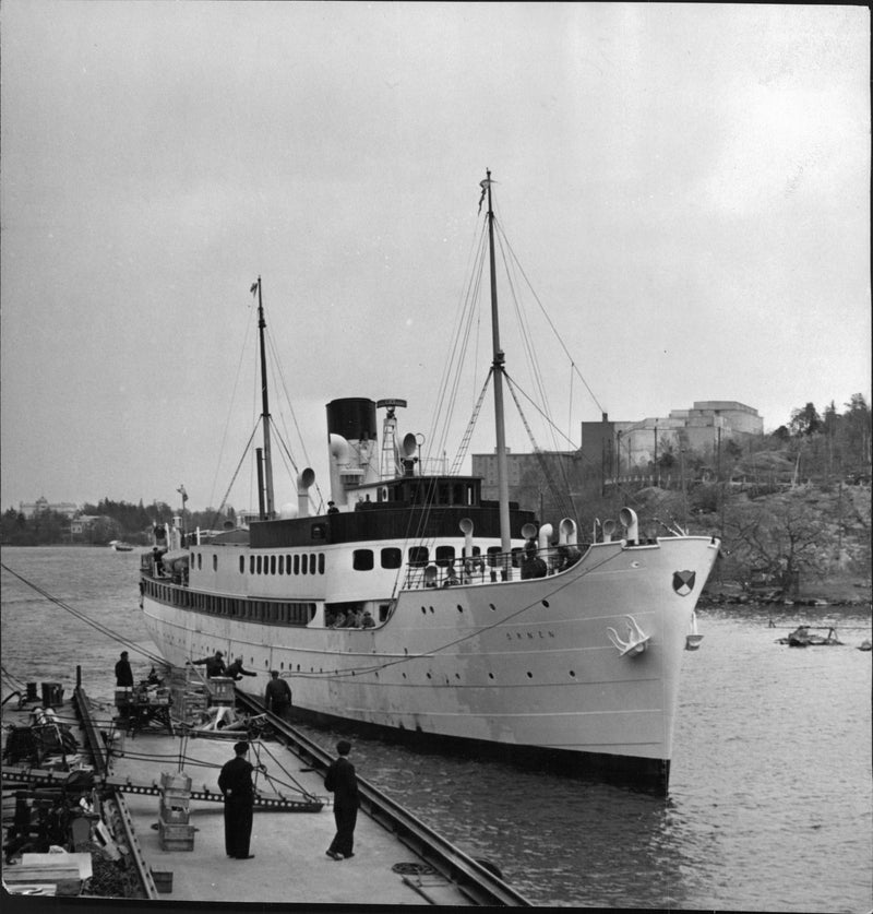 The Vessel Eagle is located by the quay at FjÃ¤derholmarna - Vintage Photograph