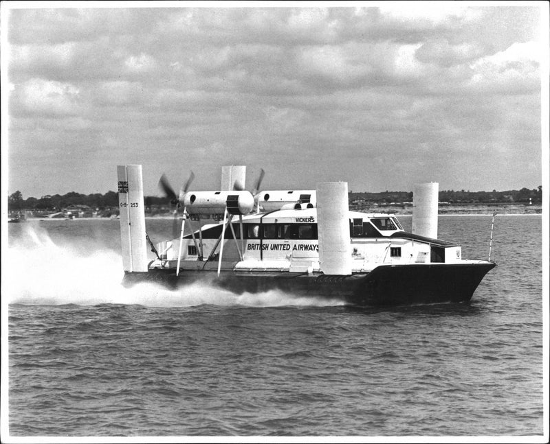 Vickers VA3 hovercraft demonstrates his speed - Vintage Photograph