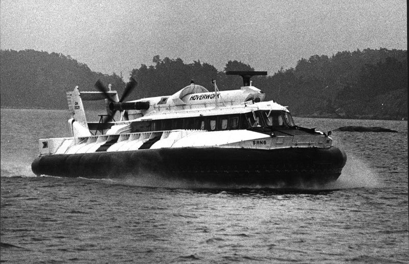 British SNR6 Westland hovercraft out on the lake - Vintage Photograph