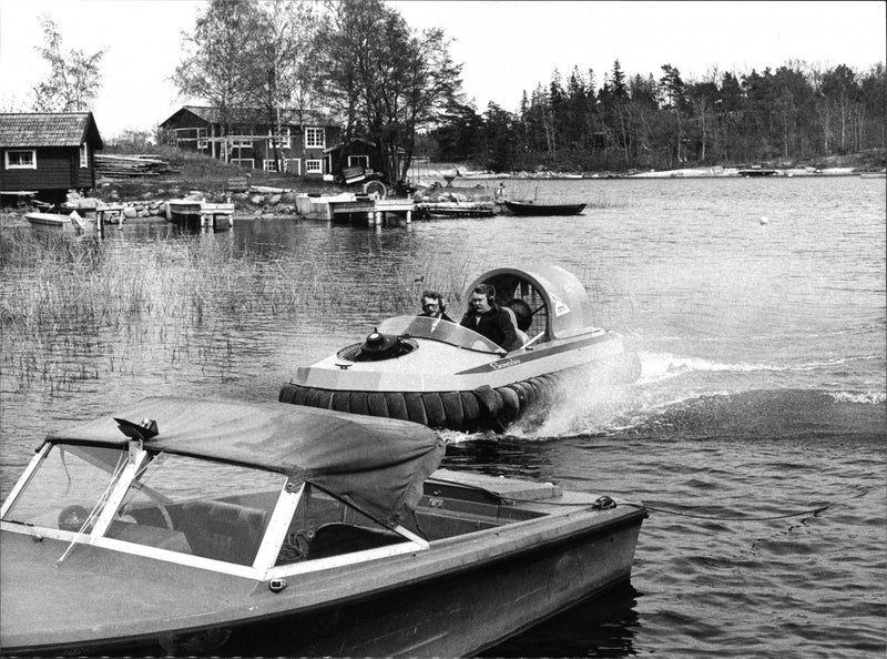 Private two-man hovercraft on the lake - Vintage Photograph