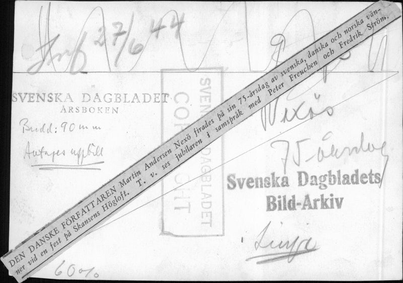 Danish writer Martin Andersen NexÃ¸ celebrated his 75th birthday at Skansen - 27 June 1944 - Vintage Photograph