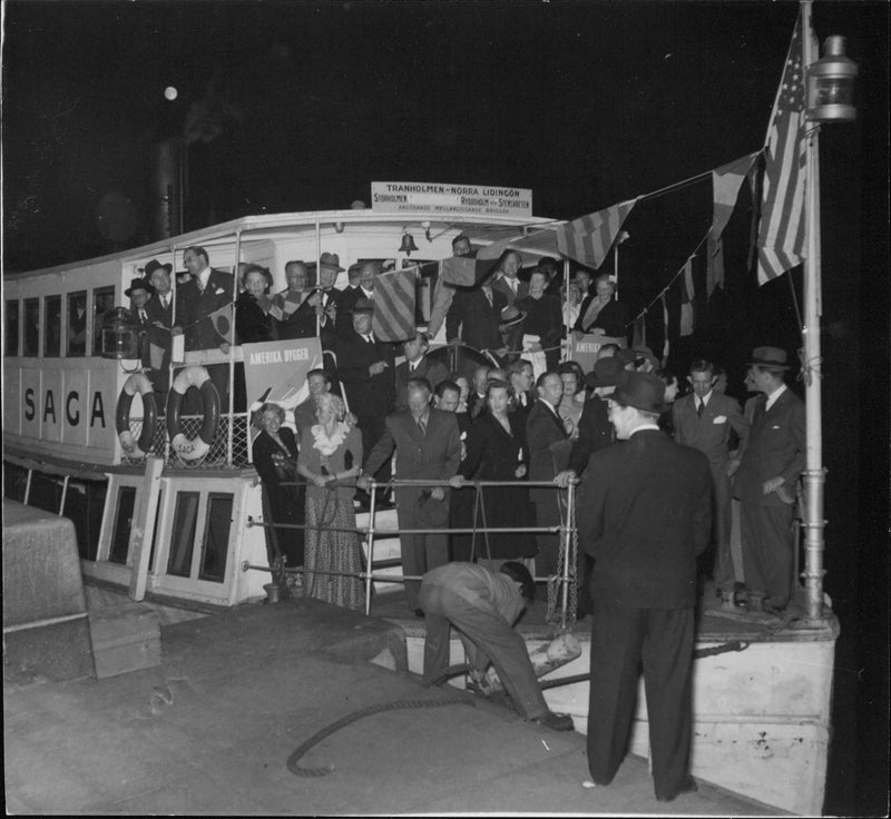 American National Day is celebrated with a boat trip to Midnight Concert in National Museum - 5 July 1944 - Vintage Photograph