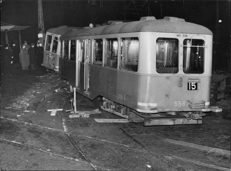 A derailed tram traffic accident at - 4 February 1943 - Vintage Photograph