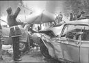 Two cars collide head-on E4 with three fatalities - Vintage Photograph