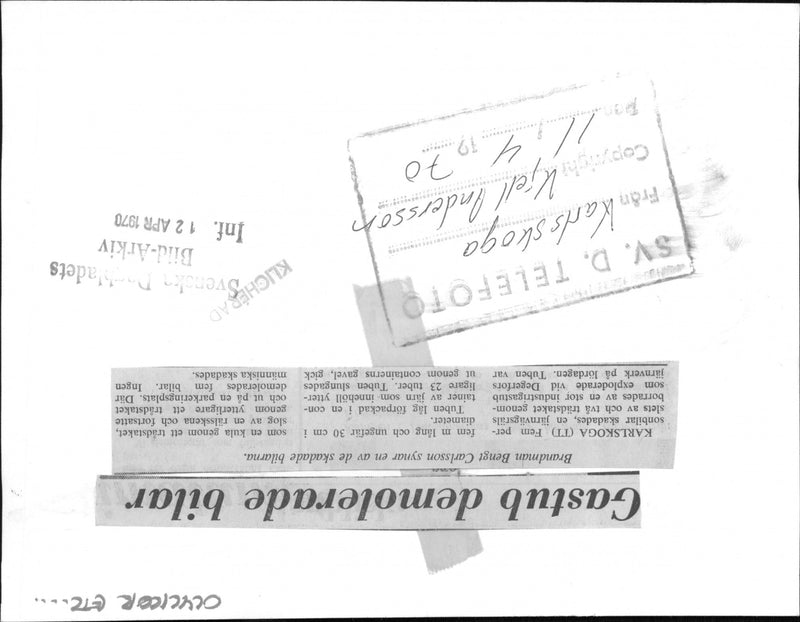 Gas bottles explode and demolish cars in the parking lot - Vintage Photograph