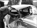 Gas bottles explode and demolish cars in the parking lot - Vintage Photograph