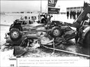 Traffic accident in which two cars collided at slip, caused two deaths - Vintage Photograph