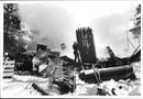 Gas turbines exploding in engineering and firefighters were in danger - Vintage Photograph