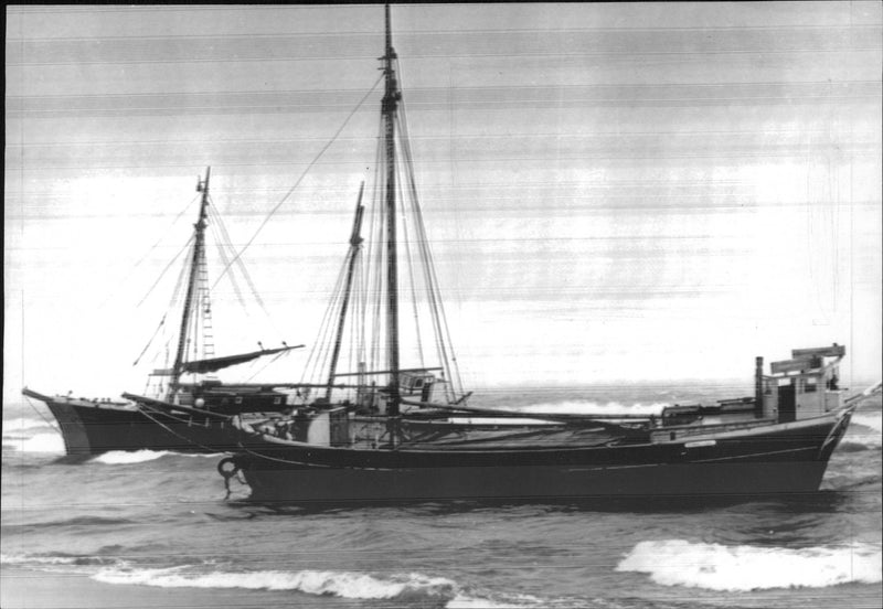 The two cargo ships Sascha and Dannevirke had a breakdown and was stranded - Vintage Photograph