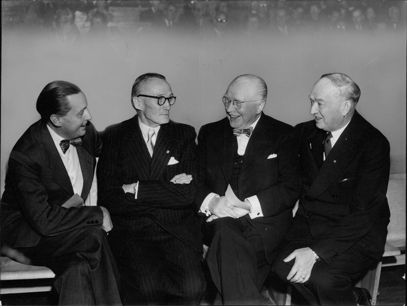 Sunnah's anniversary meeting. Fr. V. Judge Jarl Hjalmarson, Captain G. Landelius, Office Manager J. Lundquist and Parliamentary Emanuel Birke - Vintage Photograph