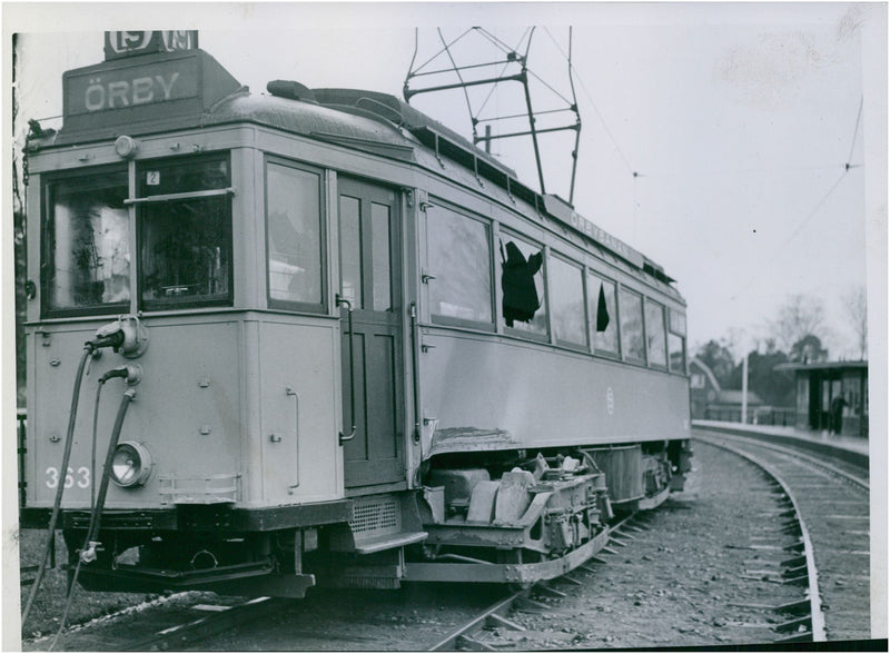 Tram Accident railcar hit - 18 December 1936 - Vintage Photograph