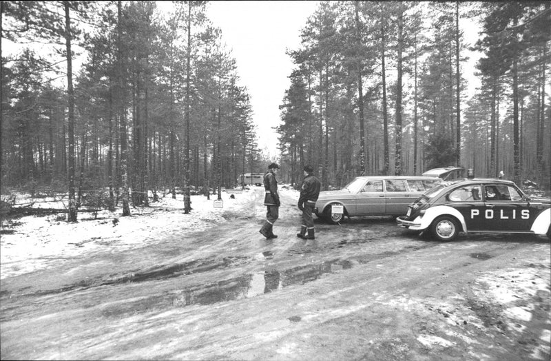 Scout Leaders and detective investigating the murder scene - Vintage Photograph